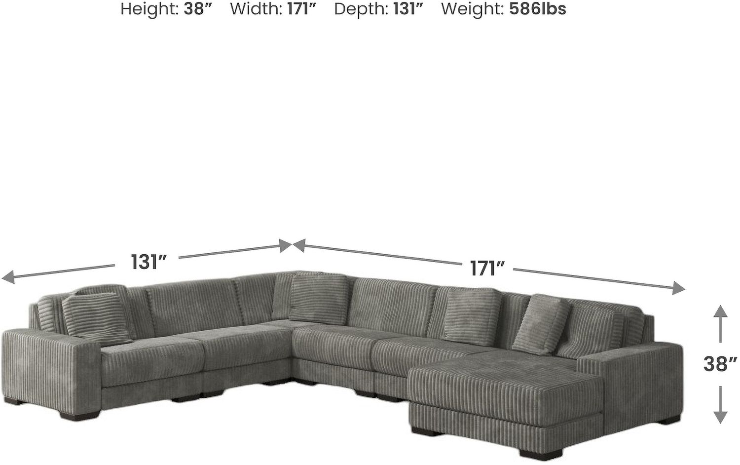 Lindyn 6-Piece RAF Chaise Sectional In Fog 21105S19