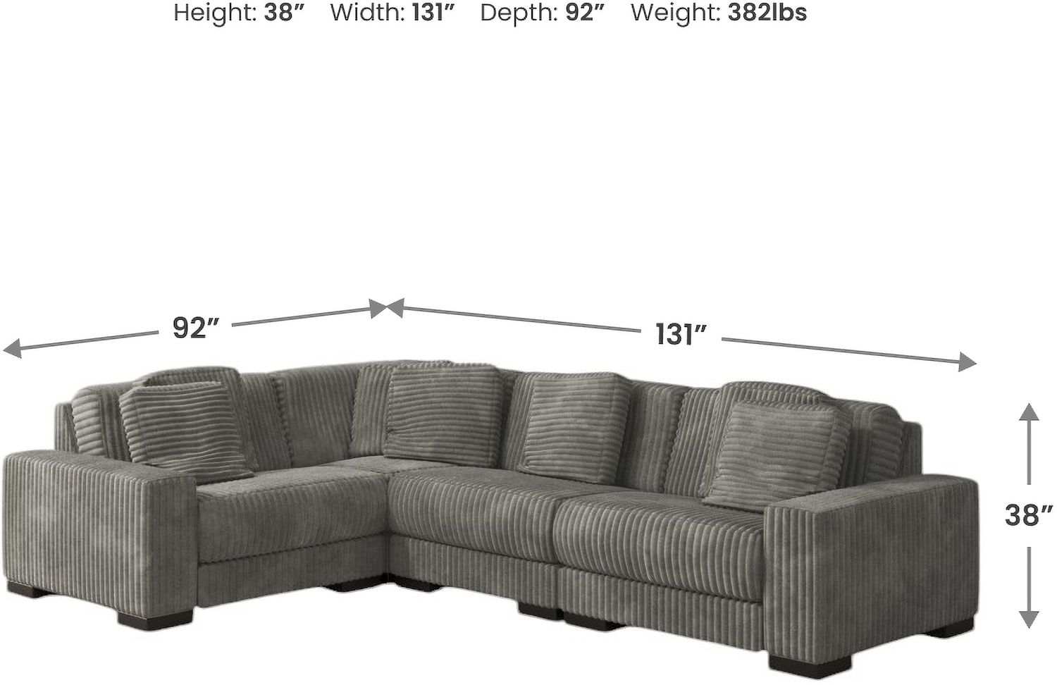 Lindyn 4-Piece Sectional In Fog 21105S2