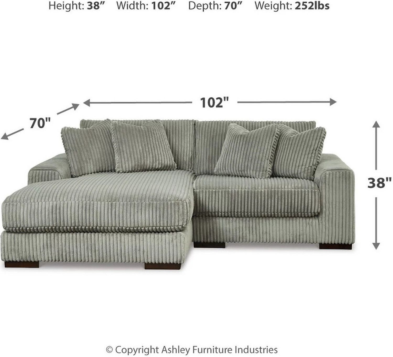 Lindyn 2-Piece LAF Chaise Sectional In Fog 21105S3