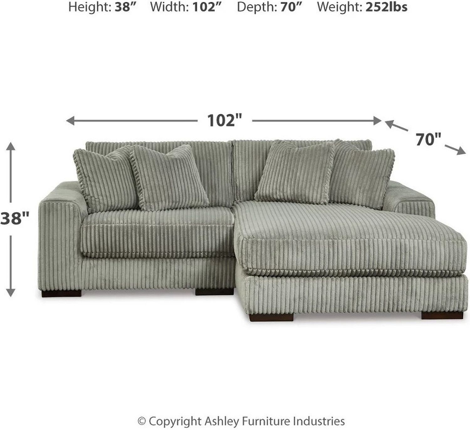 Lindyn 2-Piece RAF Chaise Sectional In Fog 21105S4