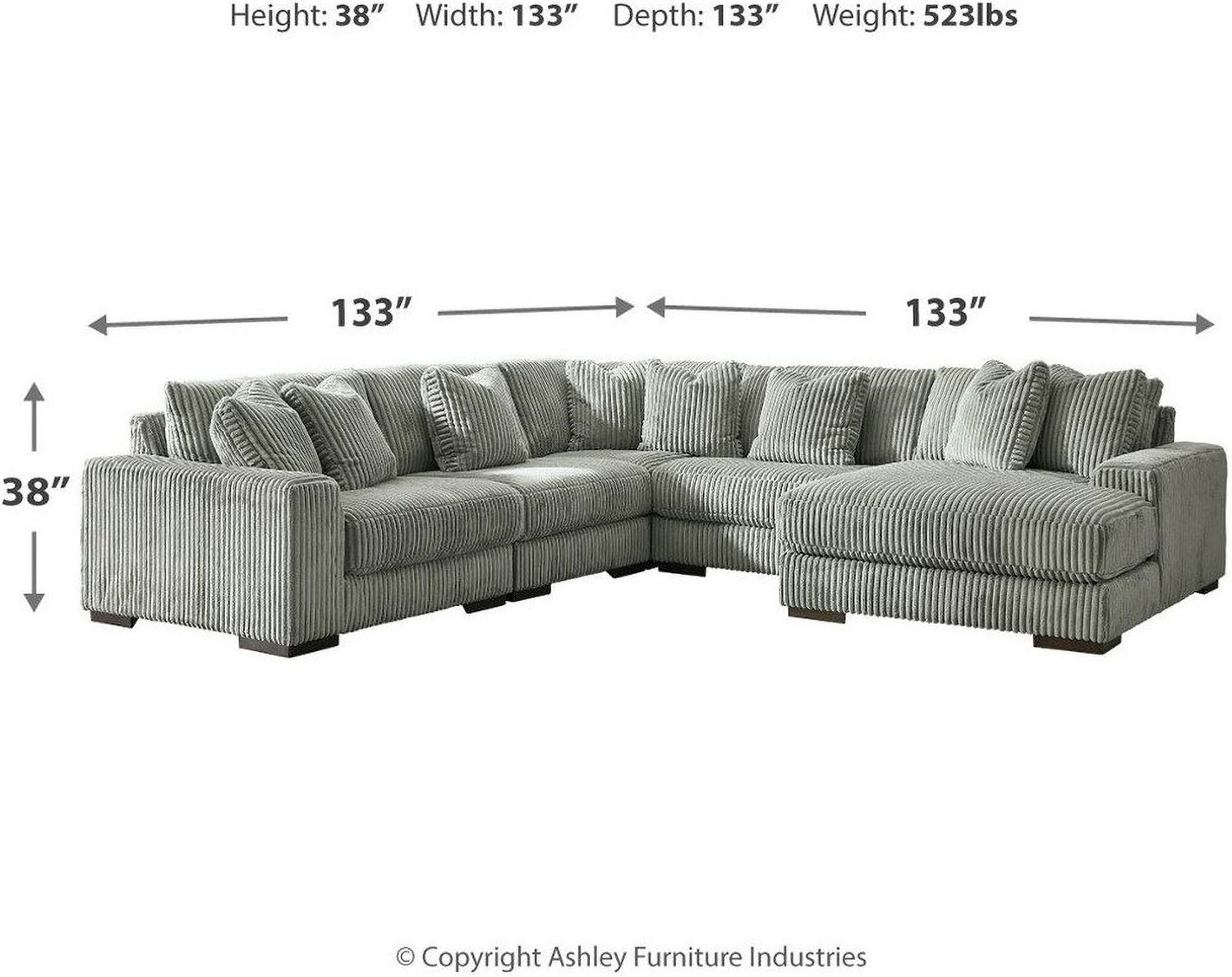 Lindyn 5-Piece RAF Sectional With Chaise In Fog 21105S7