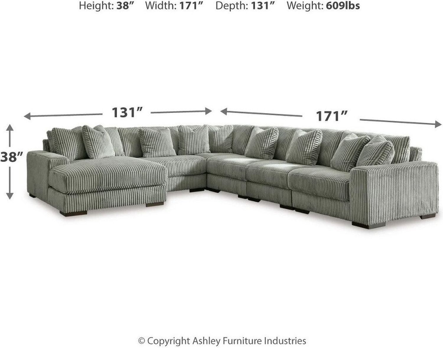 Lindyn 6-Piece LAF Sectional With Chaise In Fog 21105S8