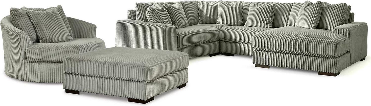 Lindyn 4-Piece Sectional, Chair and Ottoman In Fog 21105U11