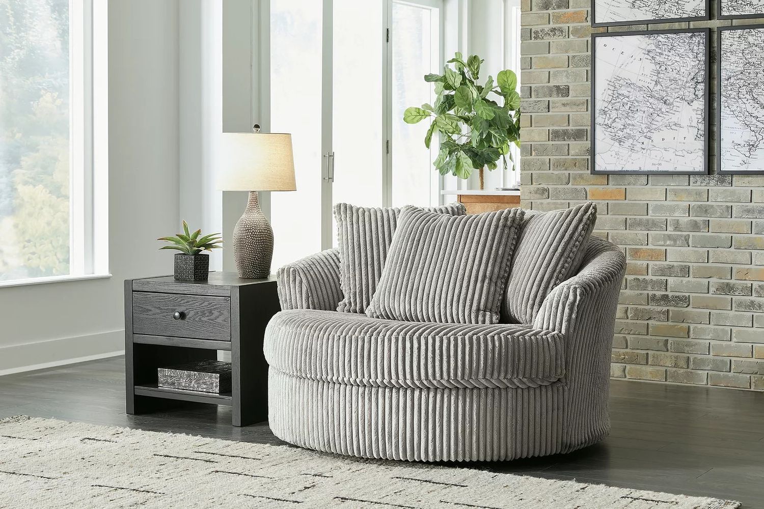 Lindyn 4-Piece Sectional, Chair and Ottoman In Fog 21105U11