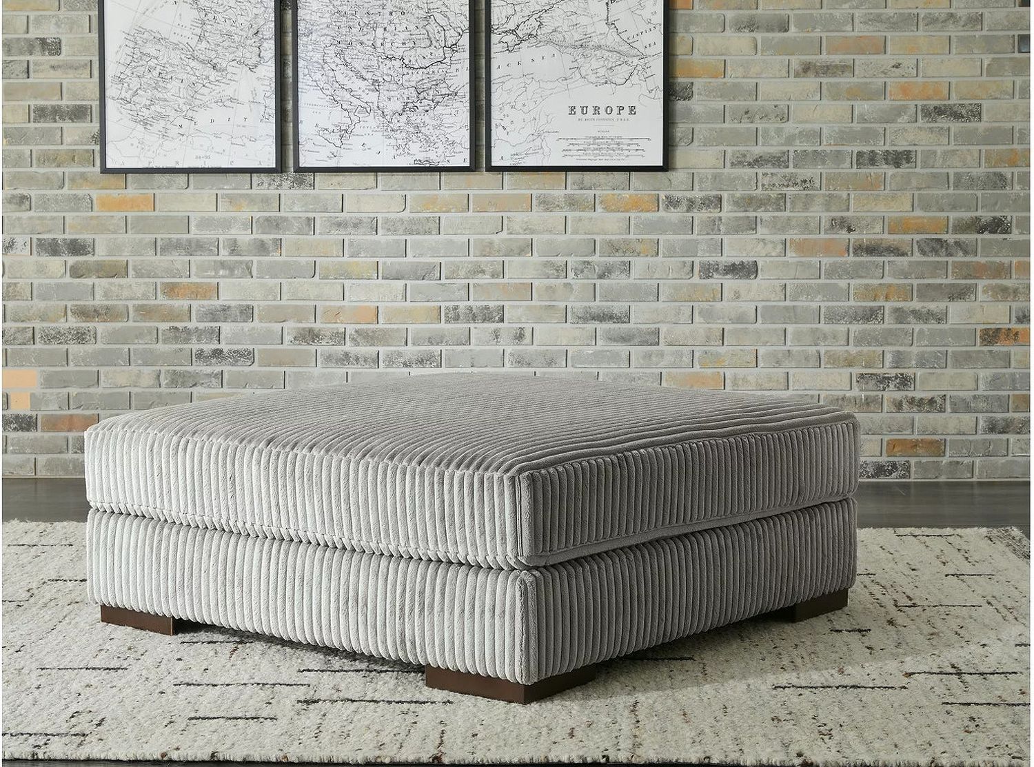 Lindyn 4-Piece Sectional with Chaise and Oversized Accent Ottoman In Fog 21105U12