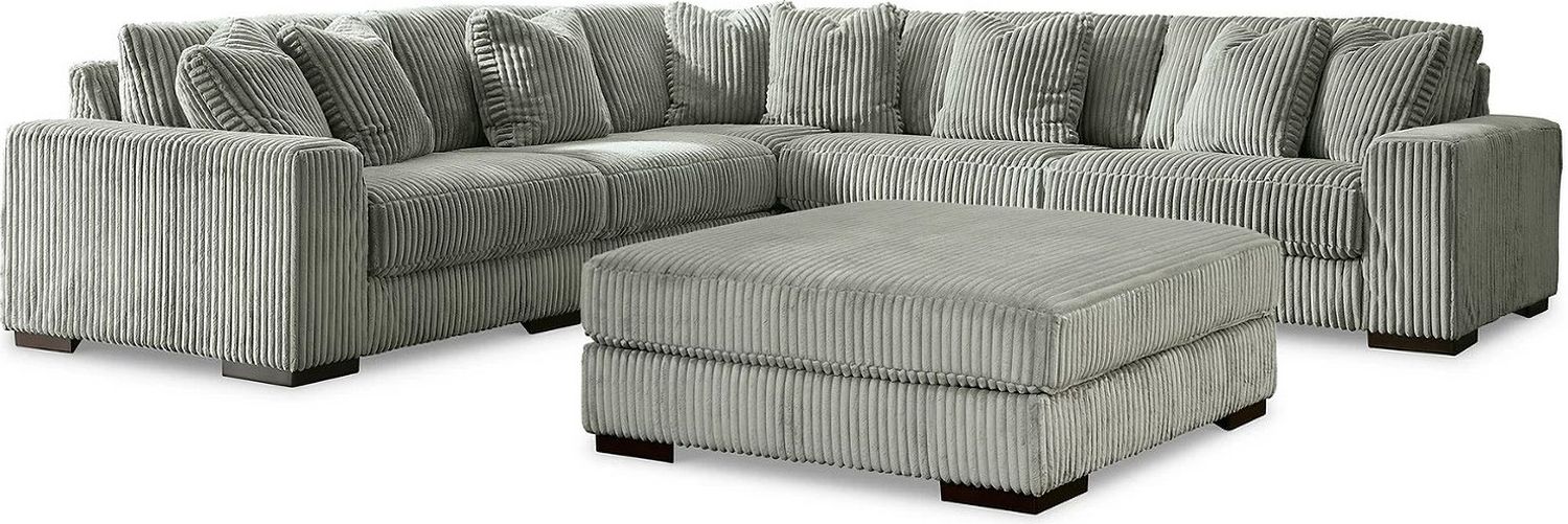 Lindyn 5-Piece Sectional and Ottoman In Fog 21105U2
