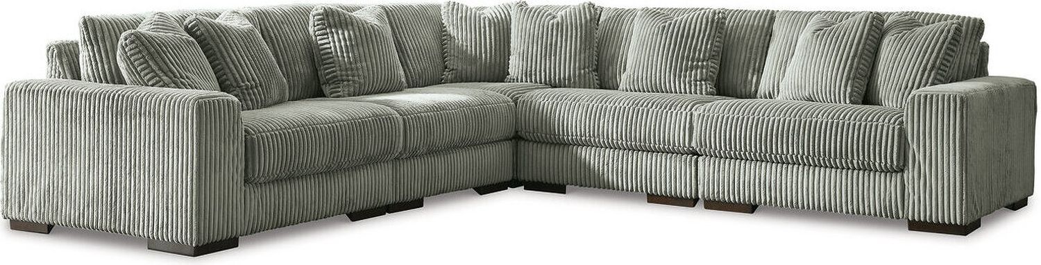 Lindyn 5-Piece Sectional and Ottoman In Fog 21105U2