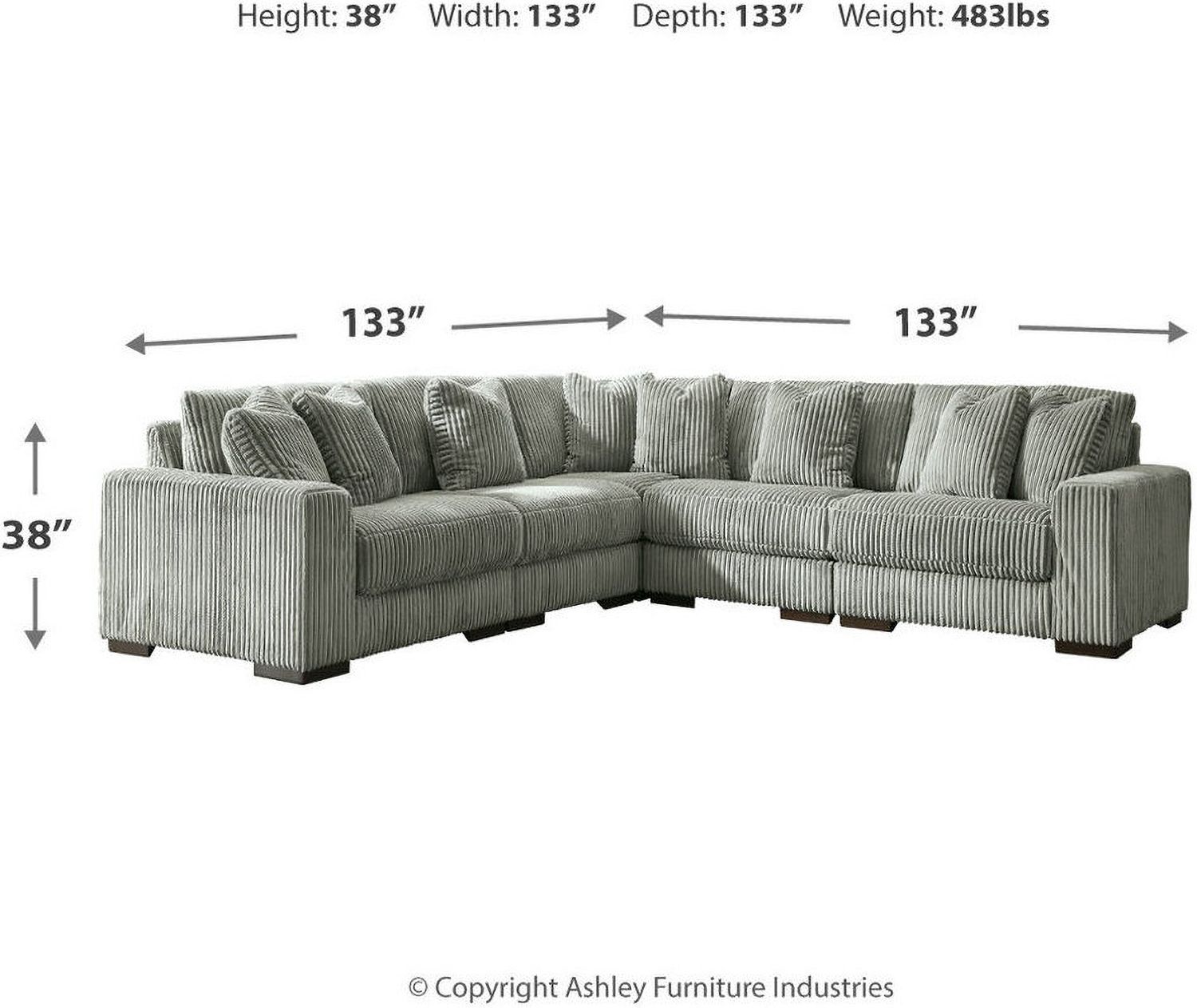 Lindyn 5-Piece Sectional and Ottoman In Fog 21105U2