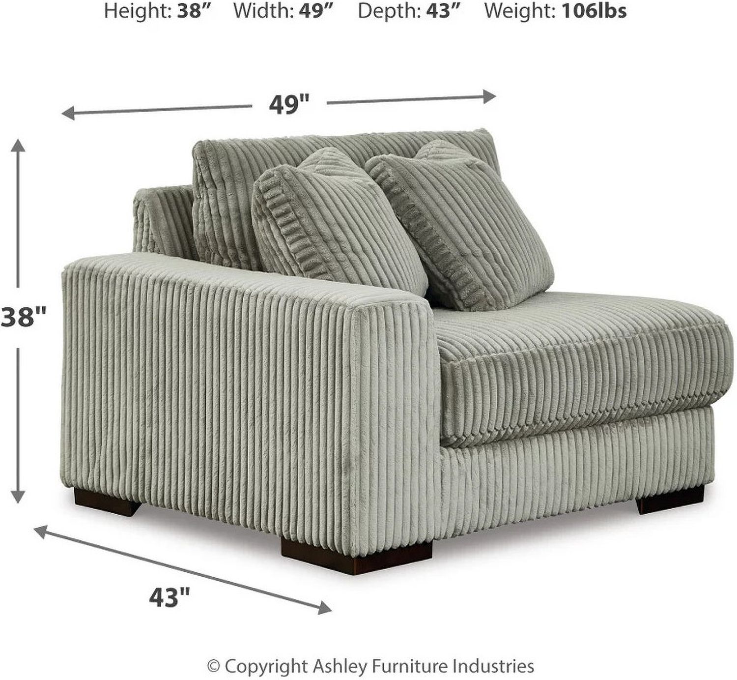 Lindyn 5-Piece RAF Sectional and Ottoman In Fog 21105U8