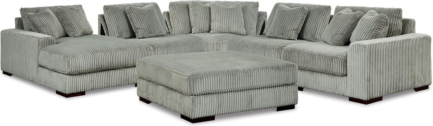 Lindyn 5-Piece LAF Sectional and Ottoman In Fog 21105U9