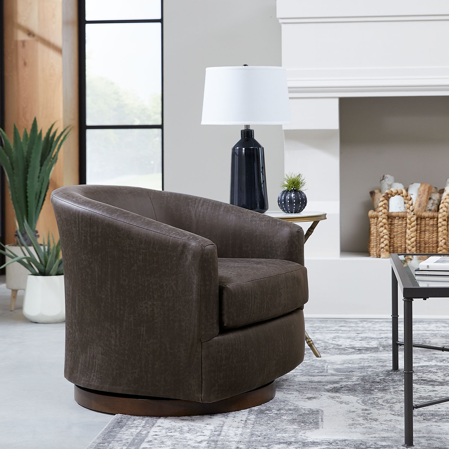 Ennely - Swivel Barrel Chair - Espresso - 2128E 2128E