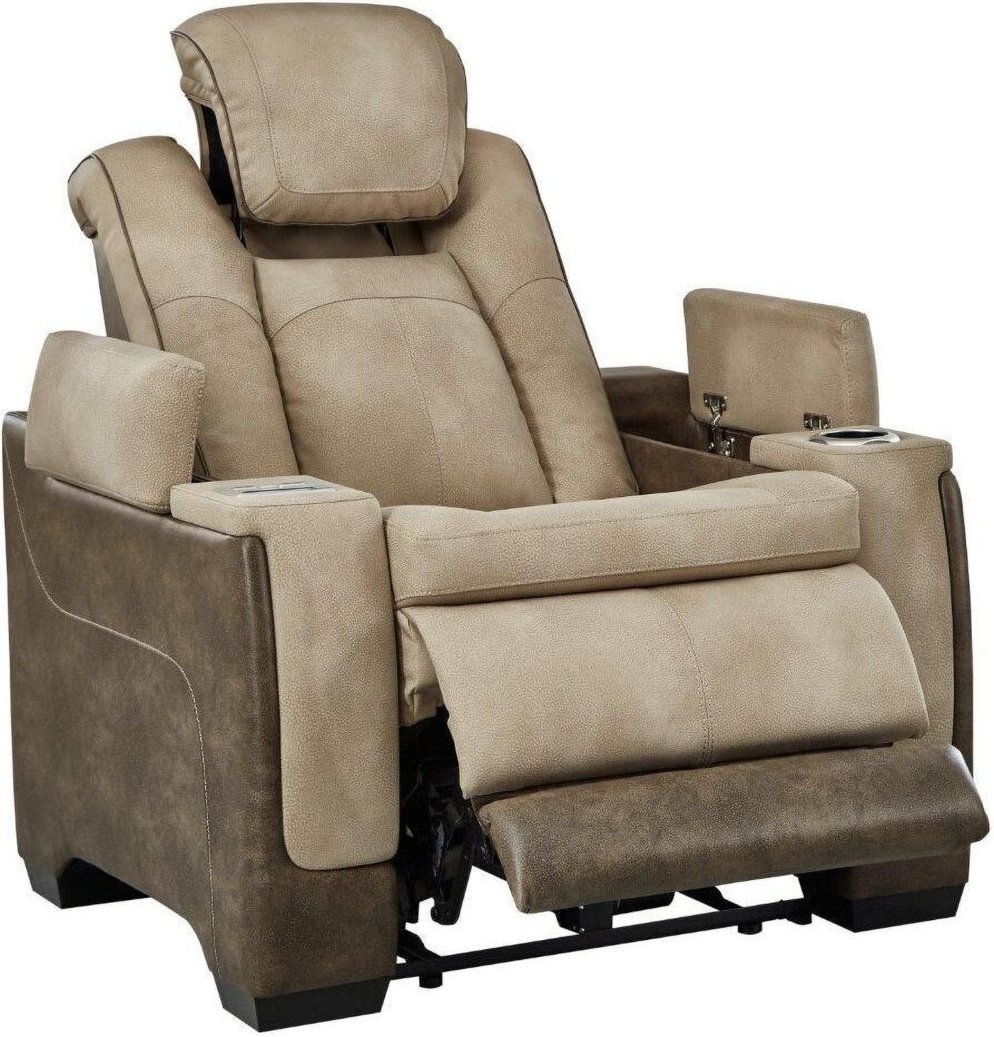 Next-Gen Durapella Power Recliner With Adjustable Headrest In Two-Tone Sand 2200313
