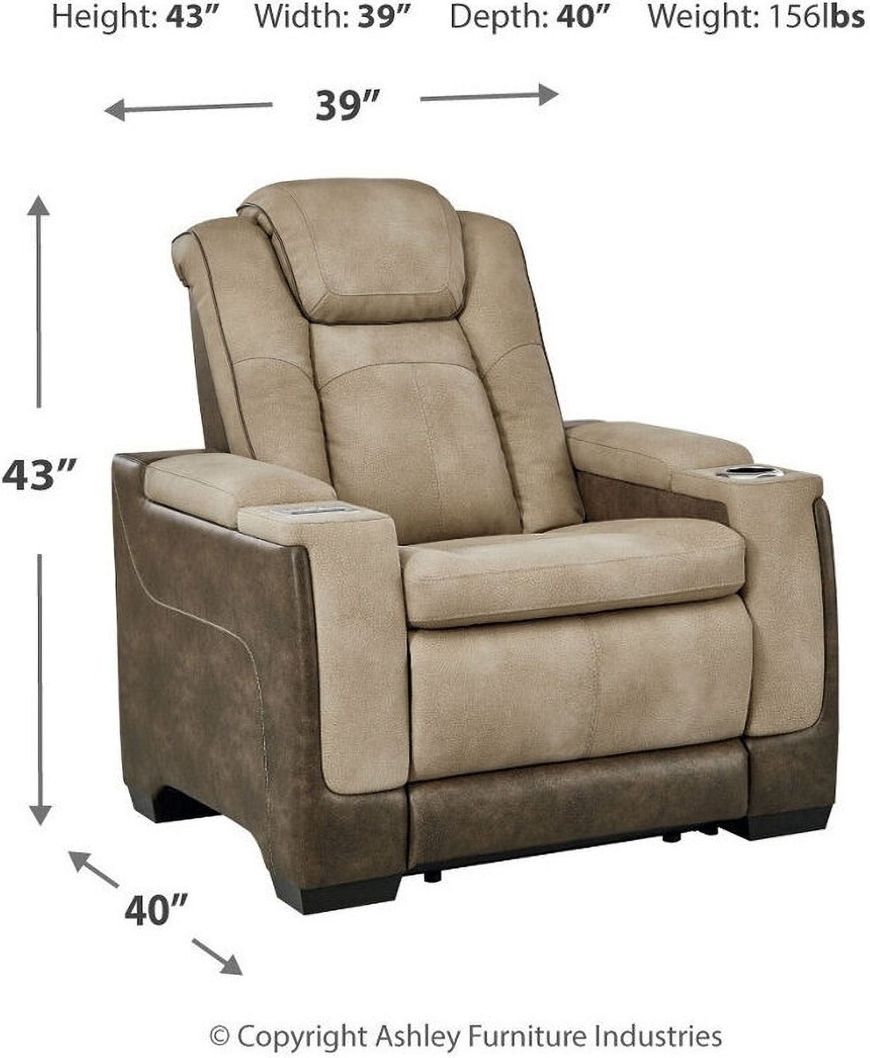 Next-Gen Durapella Power Recliner With Adjustable Headrest In Two-Tone Sand 2200313
