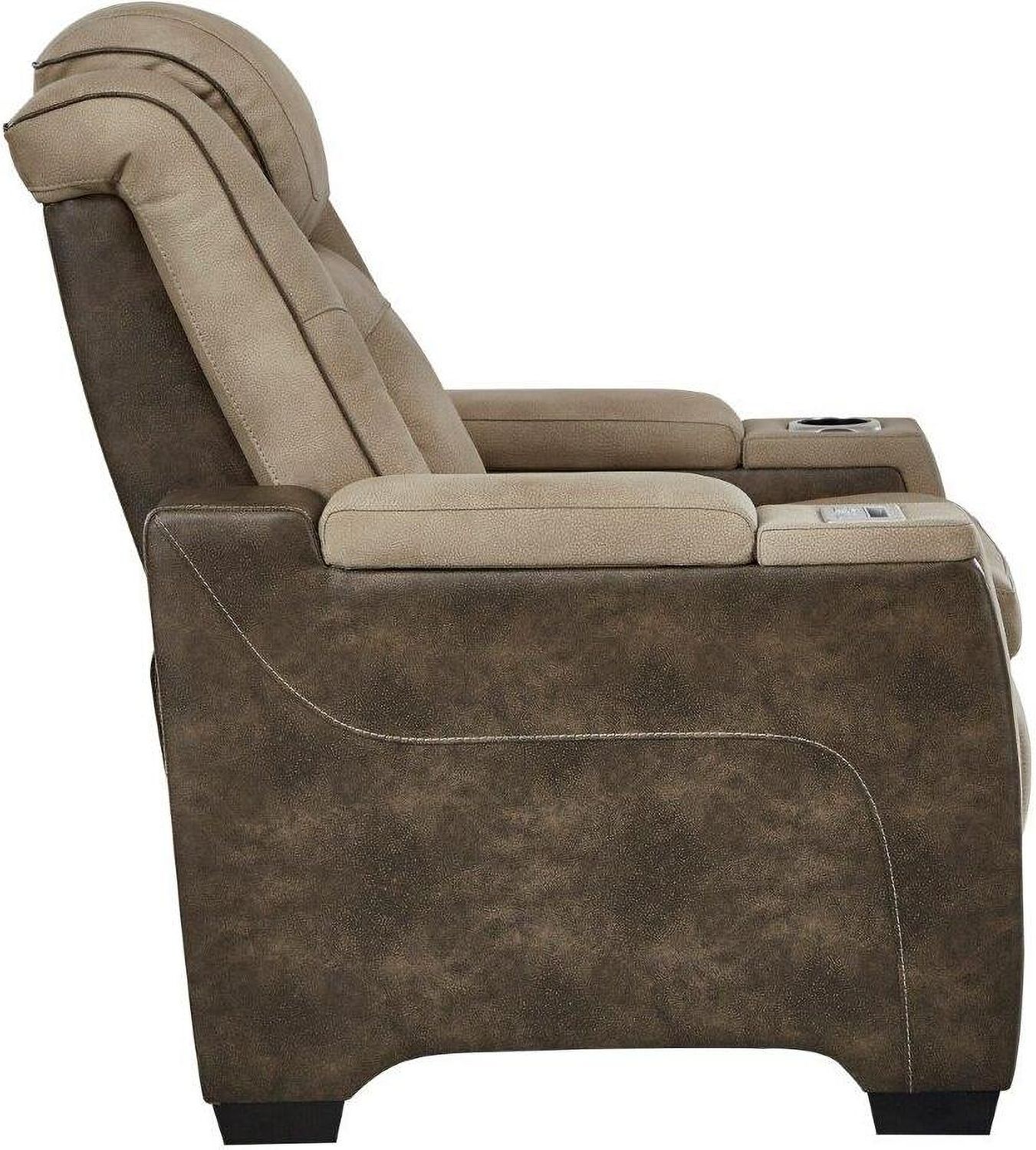Next-Gen Durapella Power Recliner With Adjustable Headrest In Two-Tone Sand 2200313