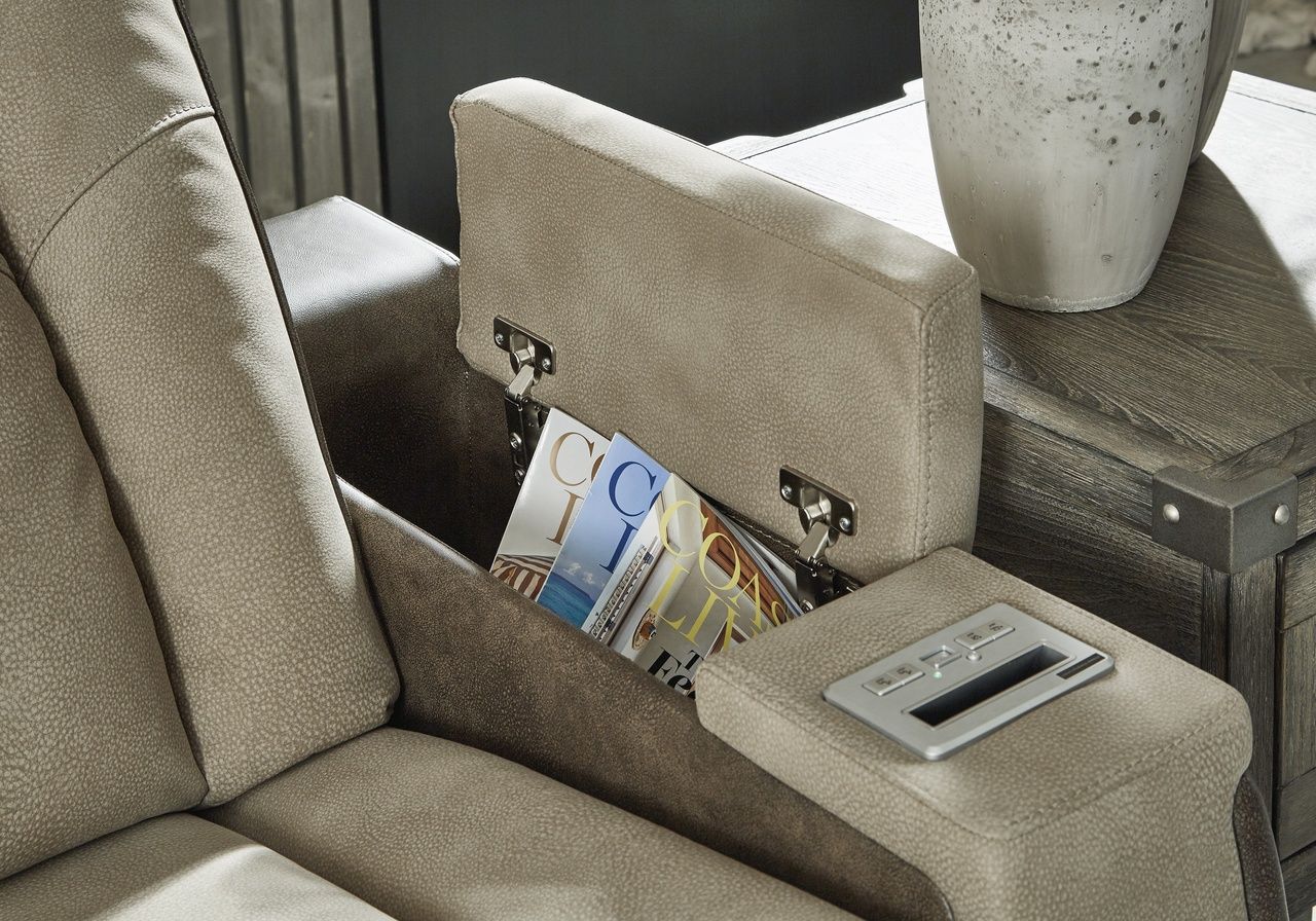 Next-Gen Durapella Power Recliner With Adjustable Headrest In Two-Tone Sand 2200313
