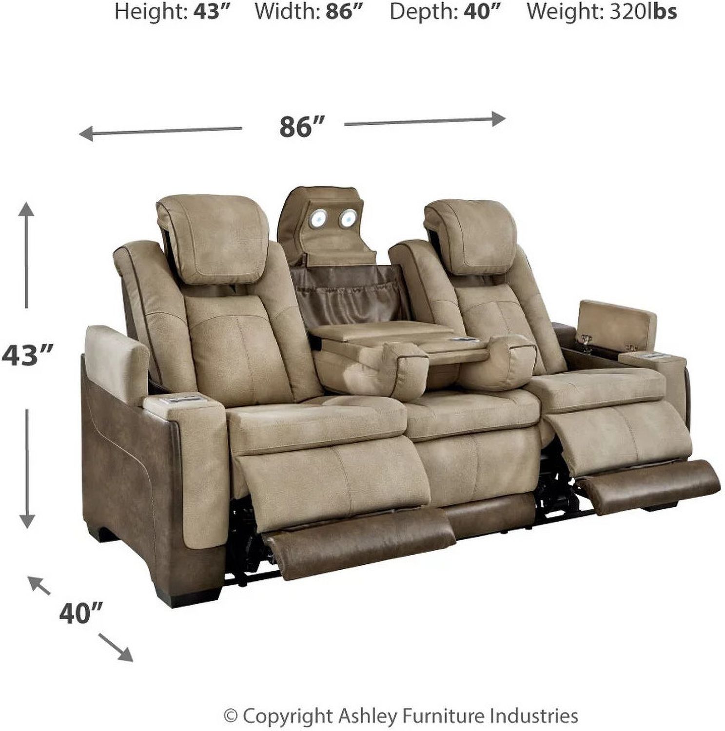 Next-Gen Durapella Power Reclining Sofa With Adjustable Headrest In Sand 2200315
