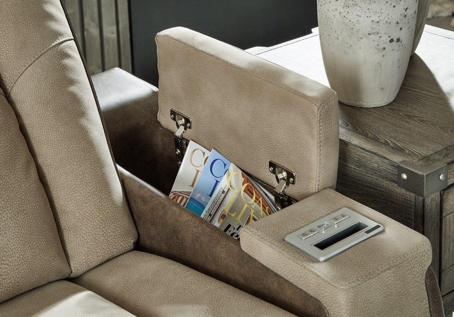 Next-Gen Durapella Power Reclining Sofa With Adjustable Headrest In Sand 2200315