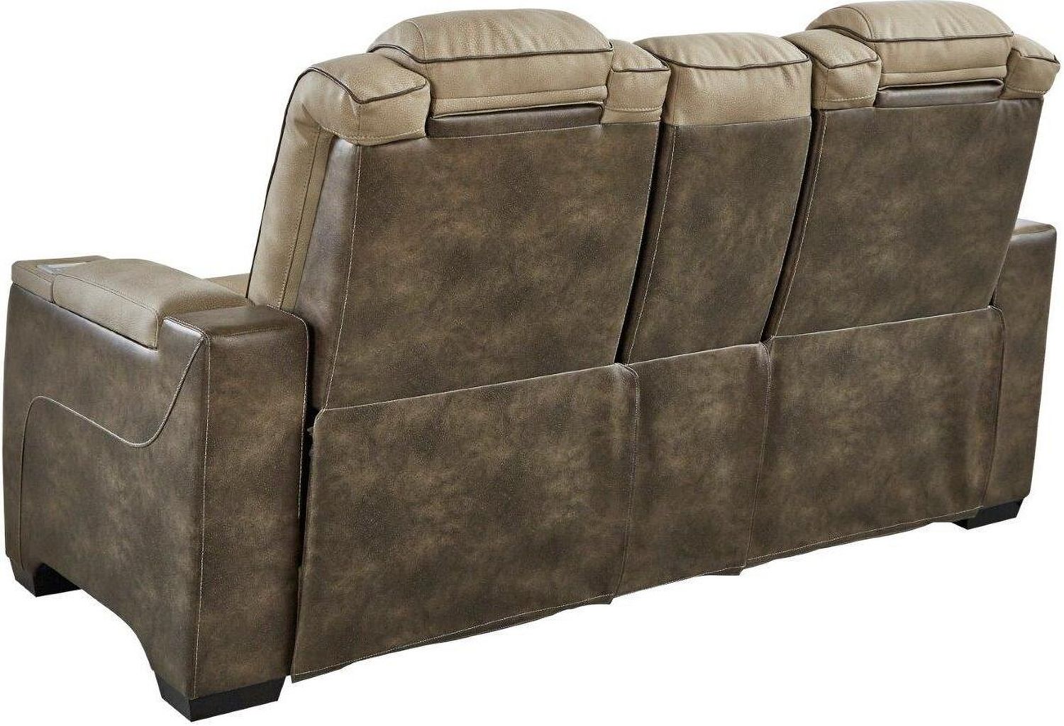Next-Gen Durapella Power Reclining Console Loveseat With Adjustable Headrest In Two-Tone Sand 2200318