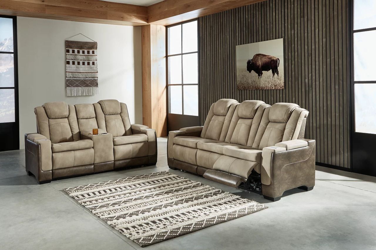 Next-Gen Durapella Power Reclining Living Room Set With Adjustable Headrest In Sand 22003U1