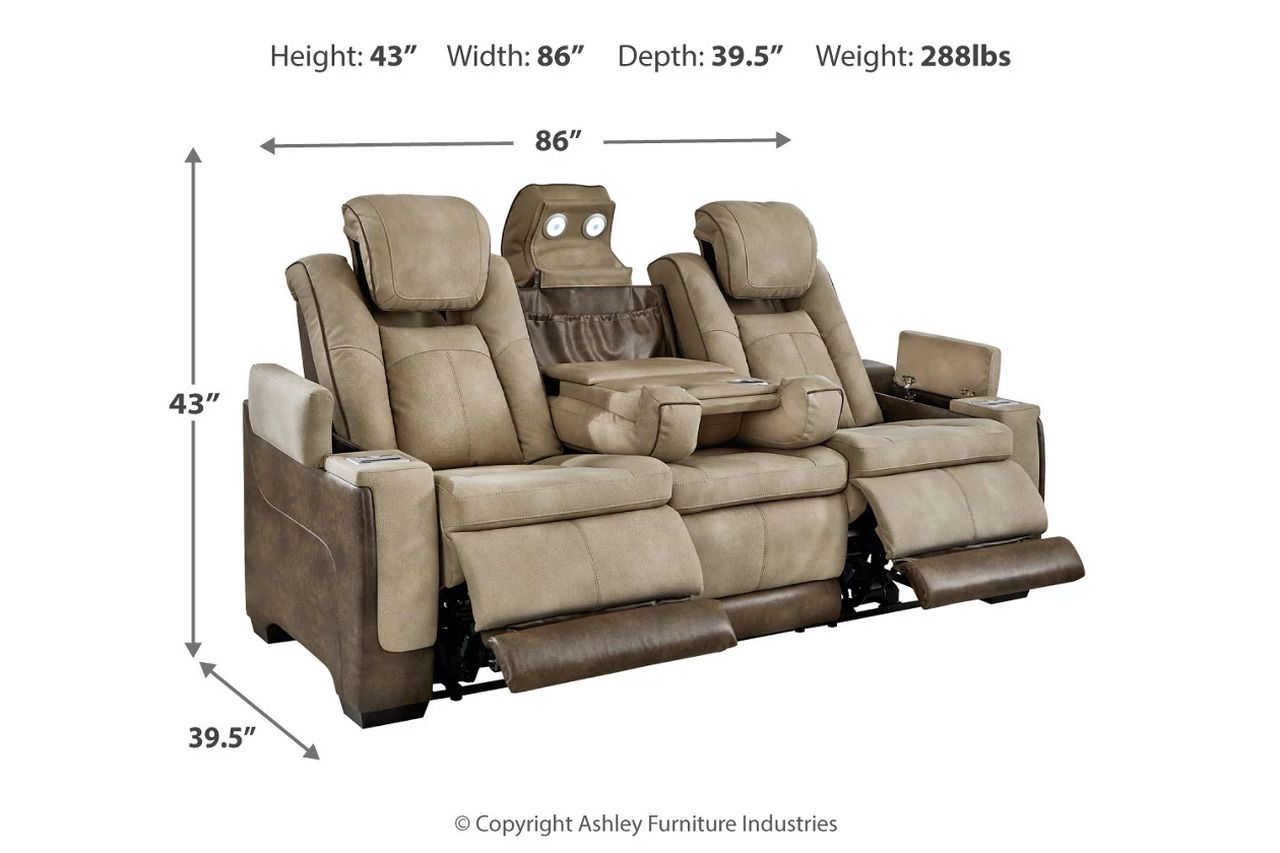 Next-Gen Durapella Power Reclining Living Room Set With Adjustable Headrest In Sand 22003U1