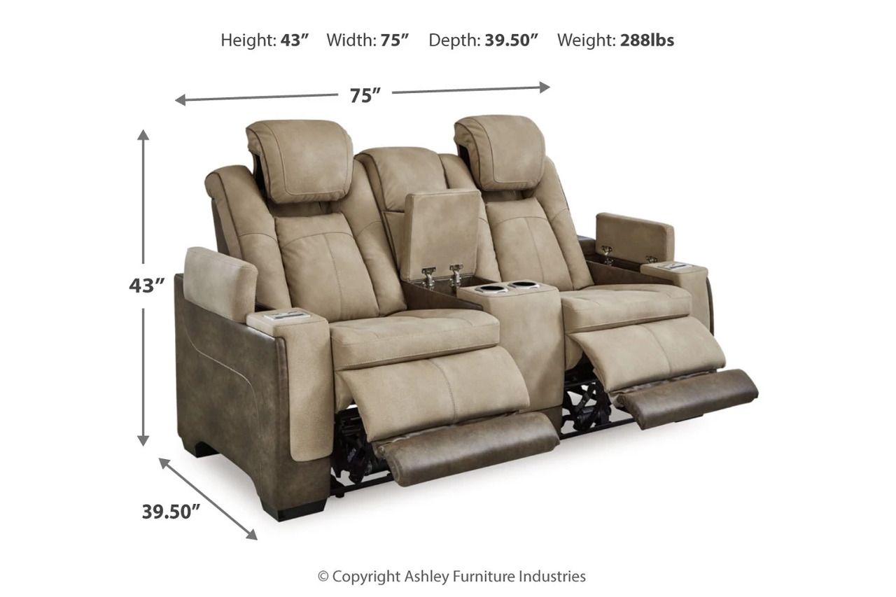 Next-Gen Durapella Power Reclining Living Room Set With Adjustable Headrest In Sand 22003U1