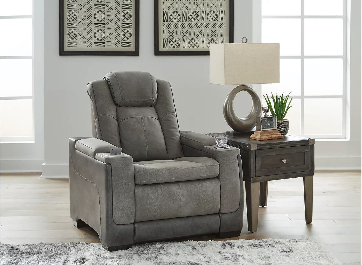 Next-Gen Durapella Power Recliner With Adjustable Headrest In Two-Tone Slate 2200413