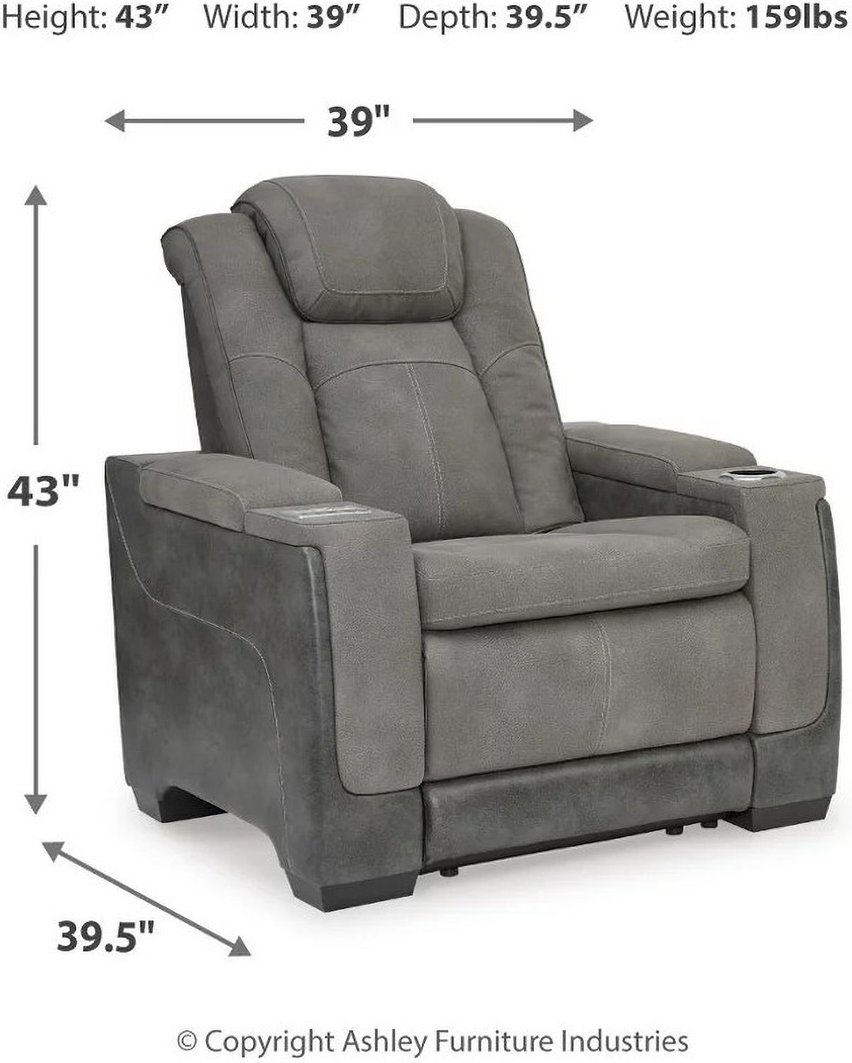 Next-Gen Durapella Power Recliner With Adjustable Headrest In Two-Tone Slate 2200413