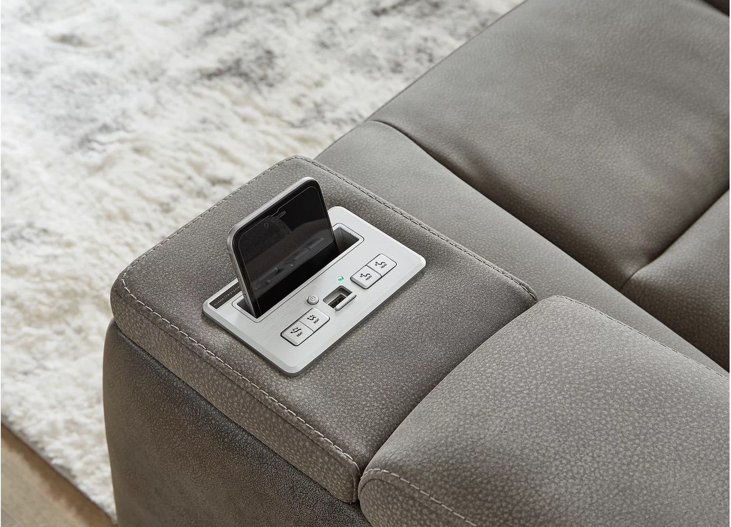Next-Gen Durapella Power Recliner With Adjustable Headrest In Two-Tone Slate 2200413
