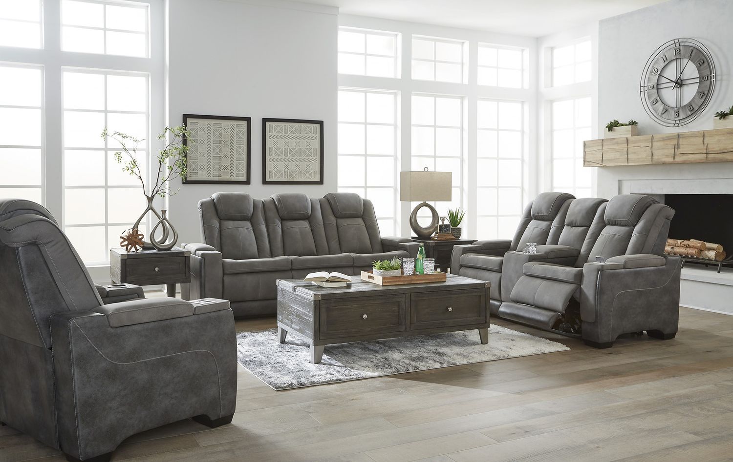 Next-Gen Durapella Power Reclining Sofa With Adjustable Headrest In Slate 2200415