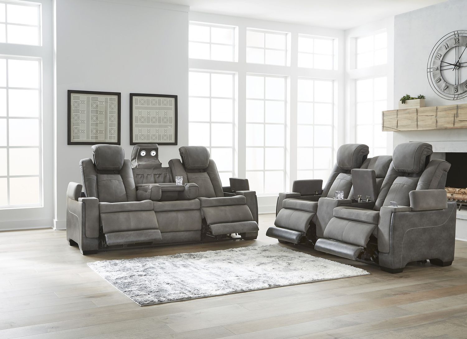 Next-Gen Durapella Power Reclining Sofa With Adjustable Headrest In Slate 2200415
