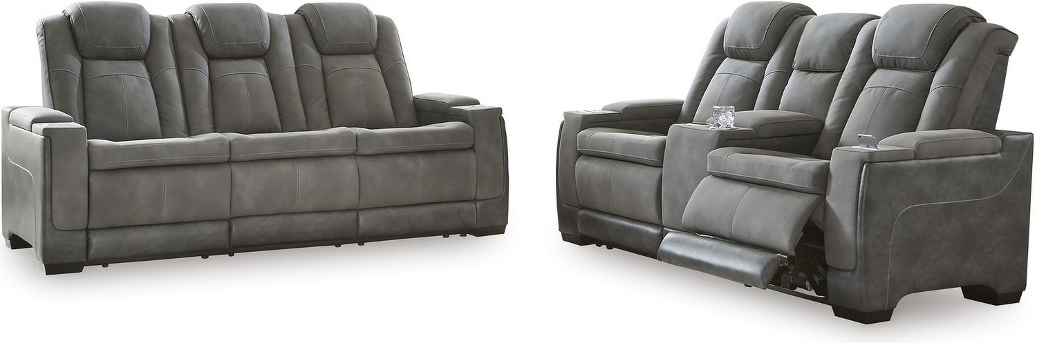 Next-Gen Durapella Power Reclining Sofa With Adjustable Headrest In Slate 2200415