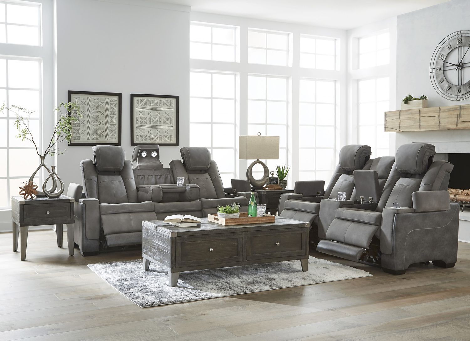 Next-Gen Durapella Power Reclining Sofa With Adjustable Headrest In Slate 2200415
