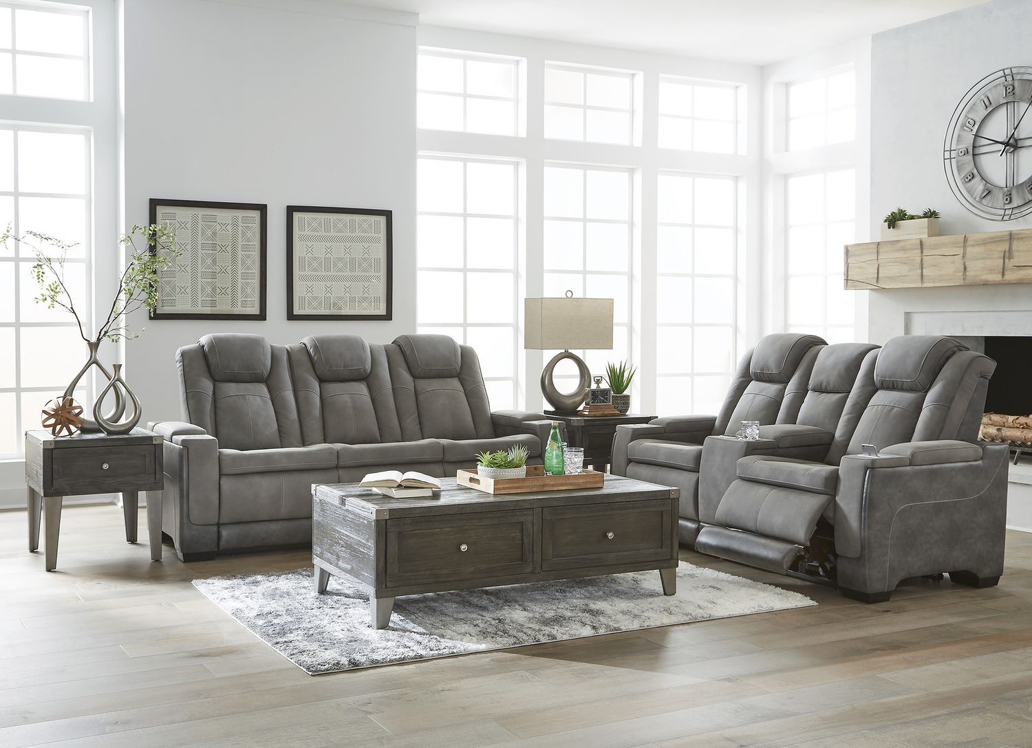 Next-Gen Durapella Power Reclining Sofa With Adjustable Headrest In Slate 2200415
