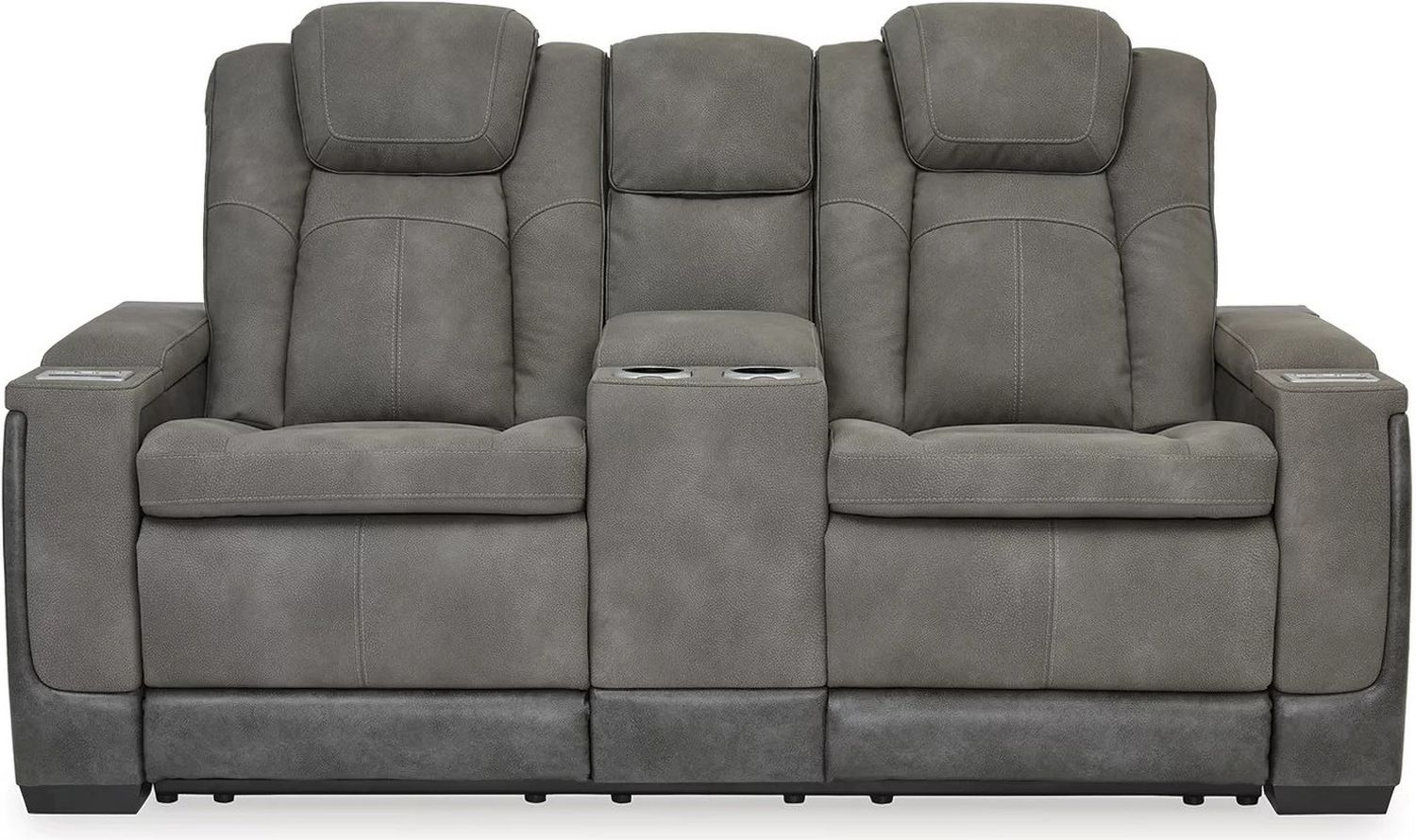Next-Gen Durapella Power Reclining Console Loveseat With Adjustable Headrest In Two-Tone Slate 2200418