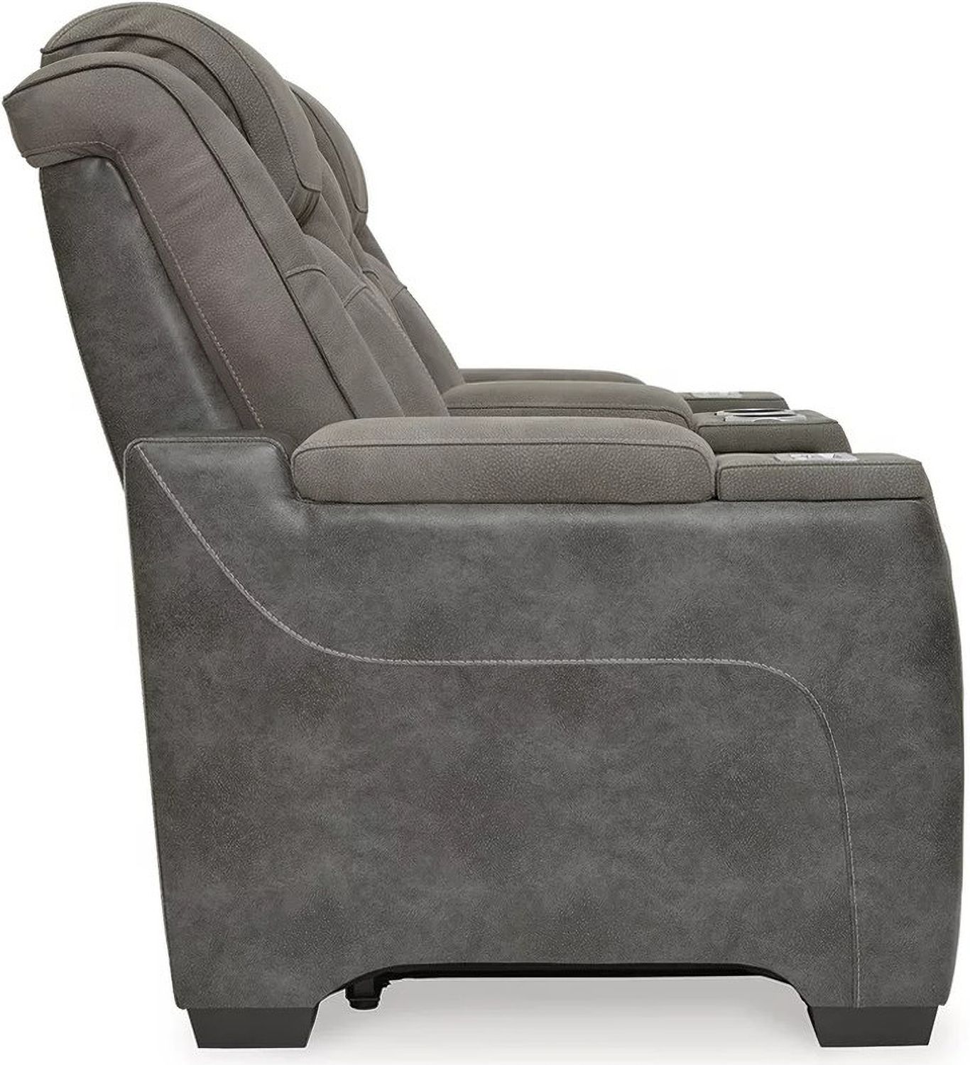 Next-Gen Durapella Power Reclining Console Loveseat With Adjustable Headrest In Two-Tone Slate 2200418