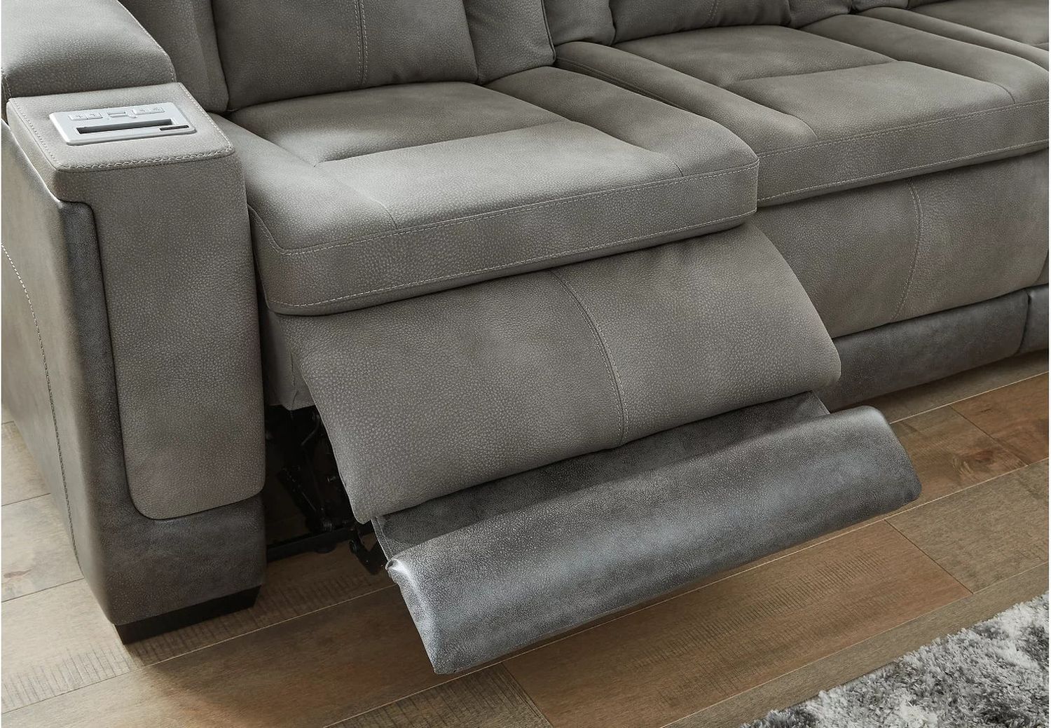 Next-Gen Durapella Power Reclining Console Loveseat With Adjustable Headrest In Two-Tone Slate 2200418