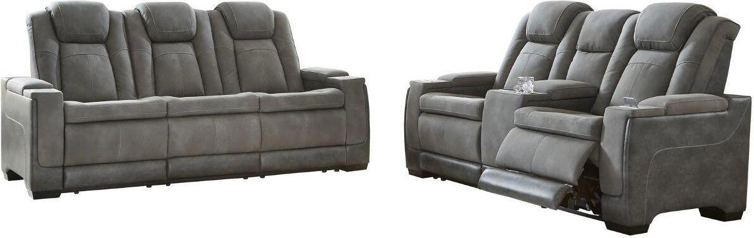 Next-Gen Durapella Power Reclining Living Room Set With Adjustable Headrest In Slate 22004S1