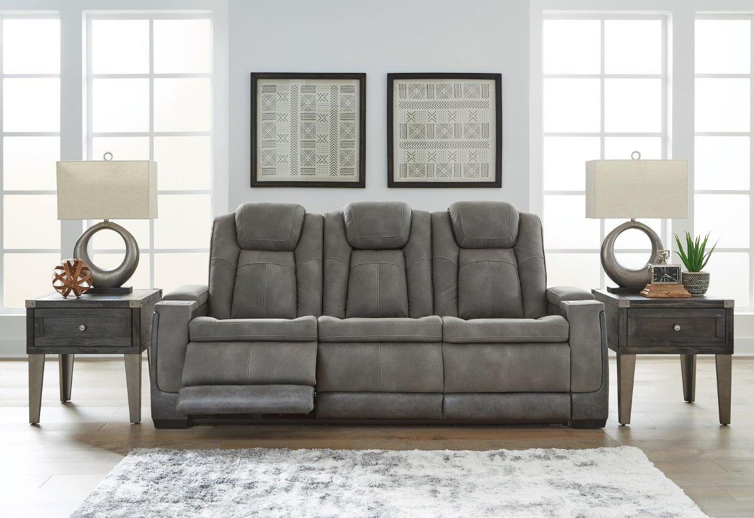 Next-Gen Durapella Power Reclining Living Room Set With Adjustable Headrest In Slate 22004S1