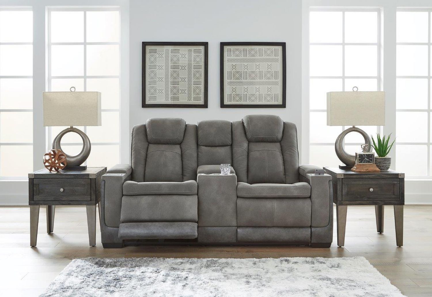 Next-Gen Durapella Power Reclining Living Room Set With Adjustable Headrest In Slate 22004S1