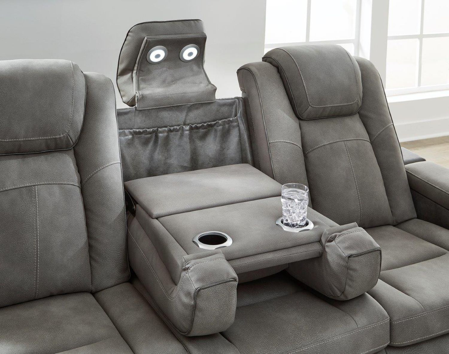 Next-Gen Durapella Power Reclining Living Room Set With Adjustable Headrest In Slate 22004S1