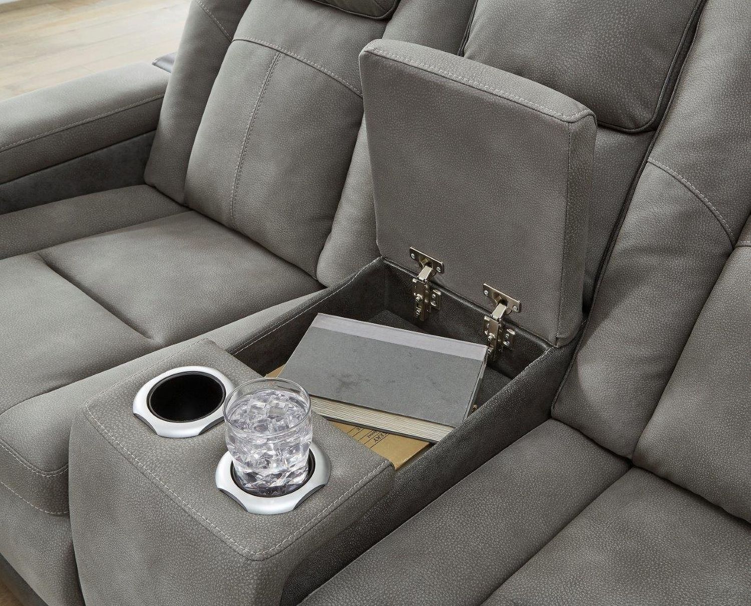 Next-Gen Durapella Power Reclining Living Room Set With Adjustable Headrest In Slate 22004S1