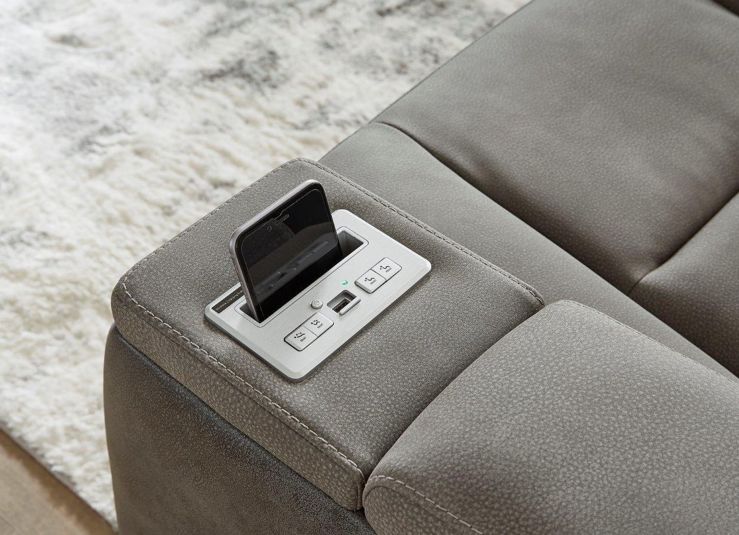 Next-Gen Durapella Power Reclining Living Room Set With Adjustable Headrest In Slate 22004S1