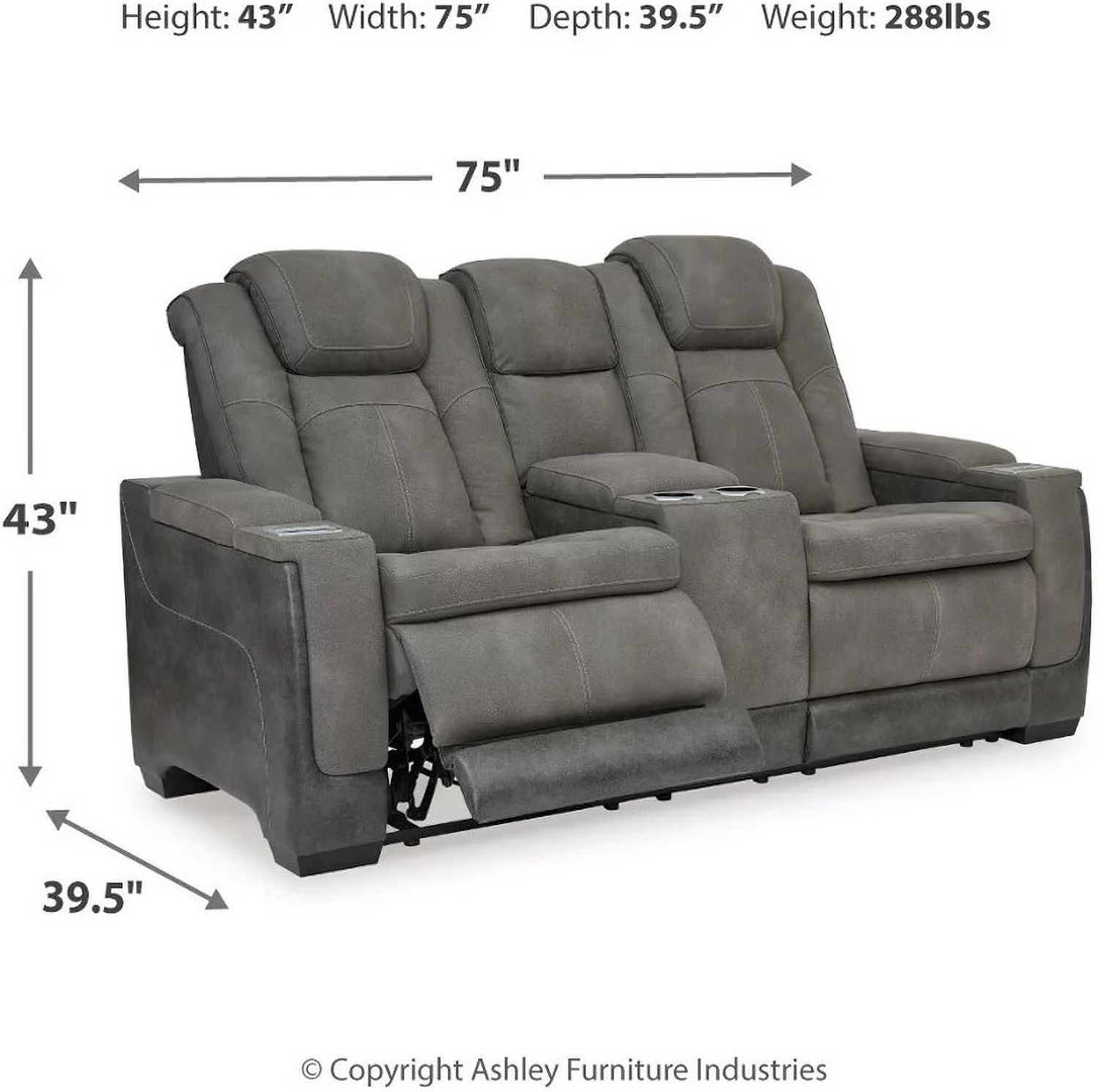 Next-Gen Durapella Power Reclining Living Room Set With Adjustable Headrest In Slate 22004S1