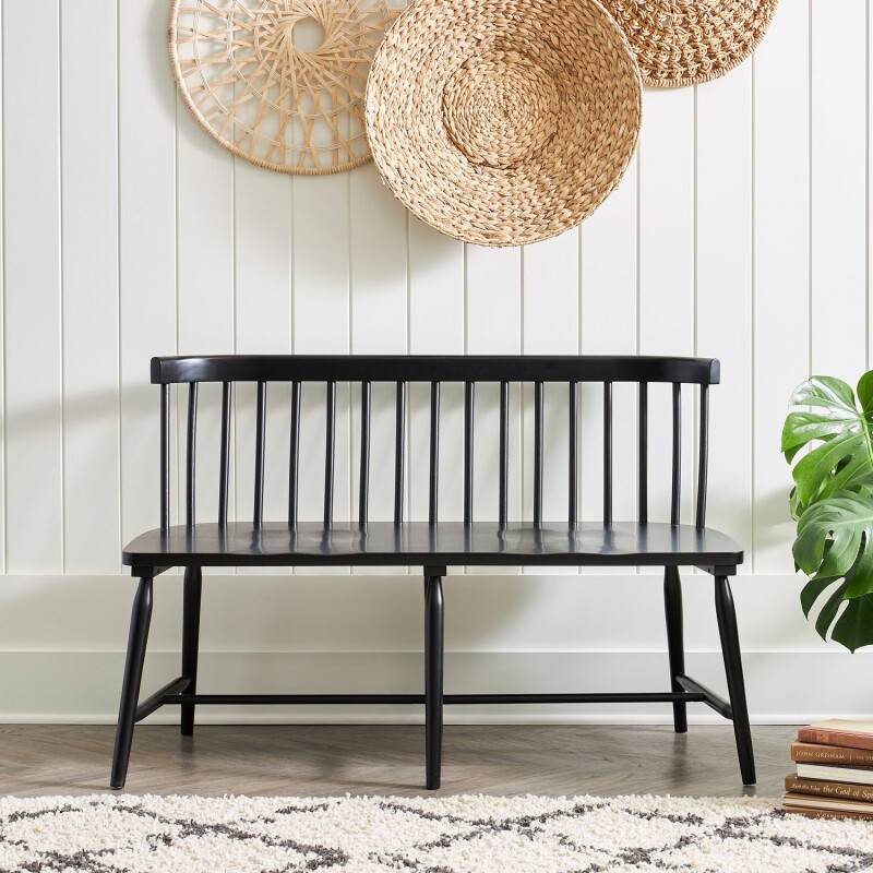 Capeside Cottage Spindle Back Dining Bench - Black (RTA) 224C4000BB