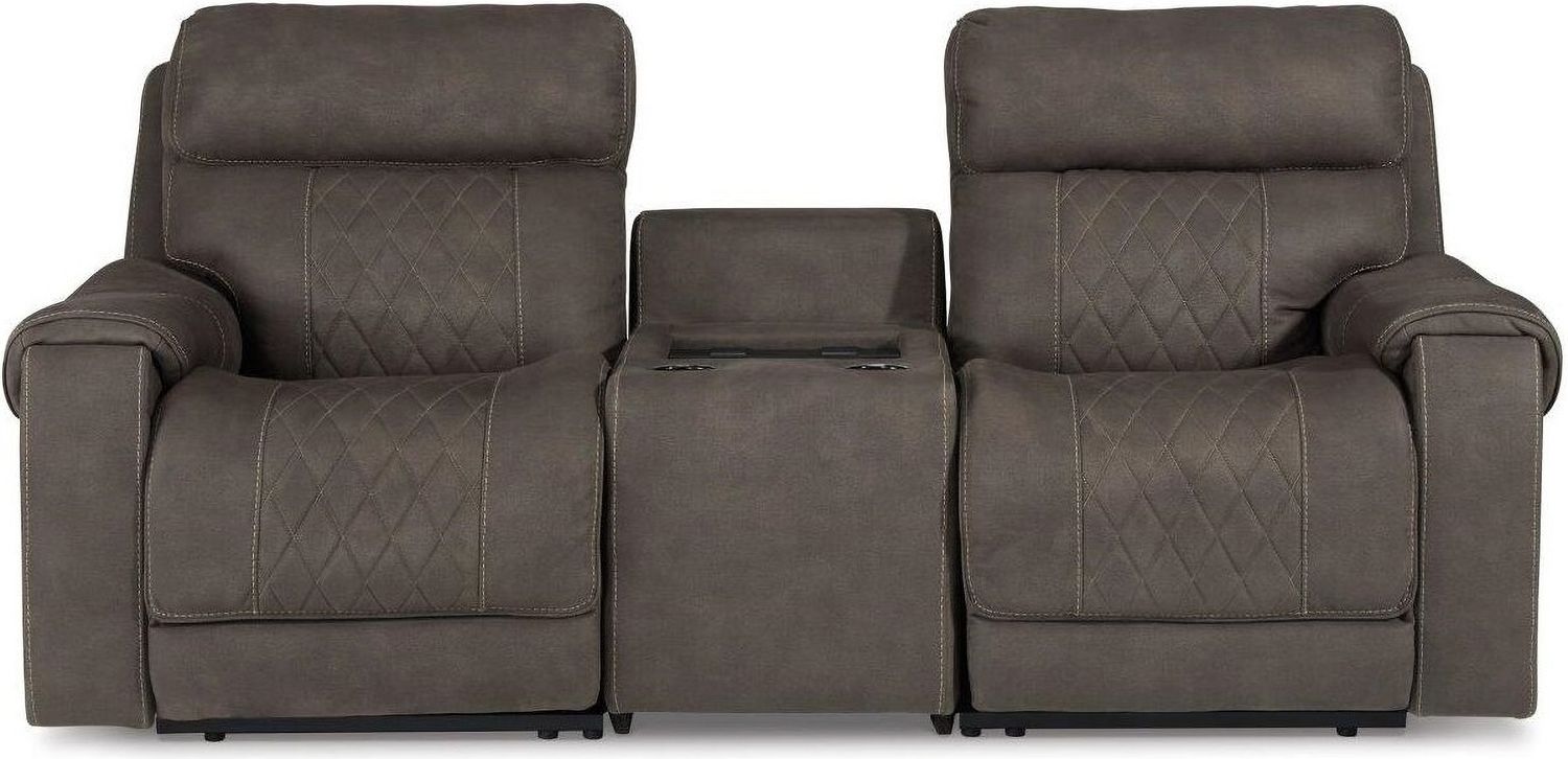 Hoopster Power Reclining Modular Console Loveseat In Gunmetal 237035823703622370360
