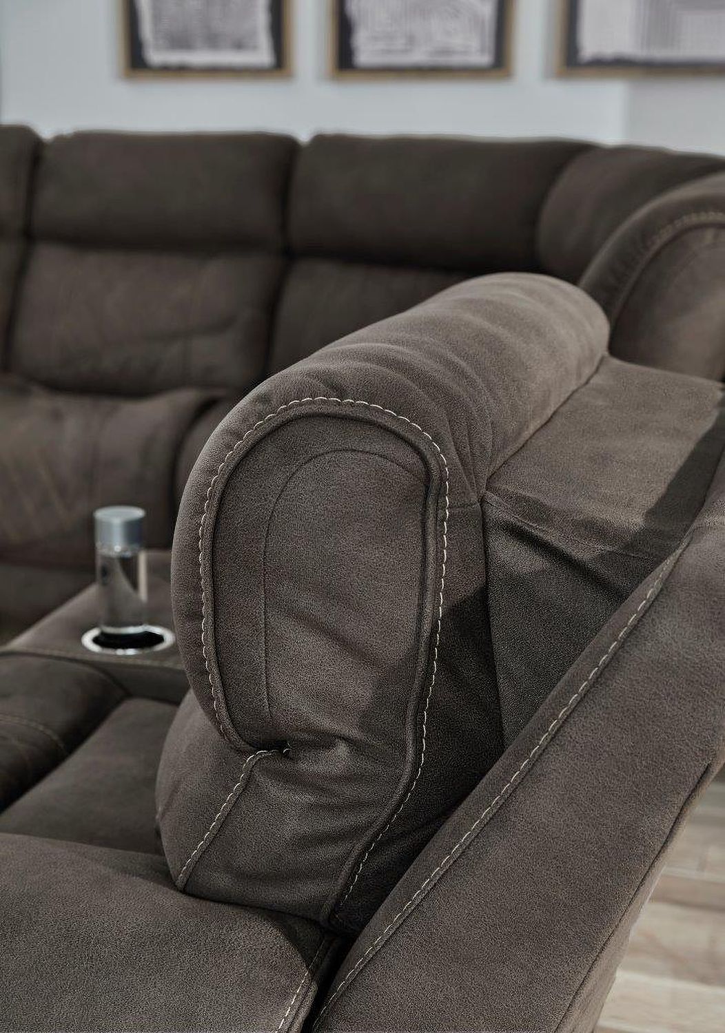 Hoopster Power Reclining Modular Console Loveseat In Gunmetal 237035823703622370360