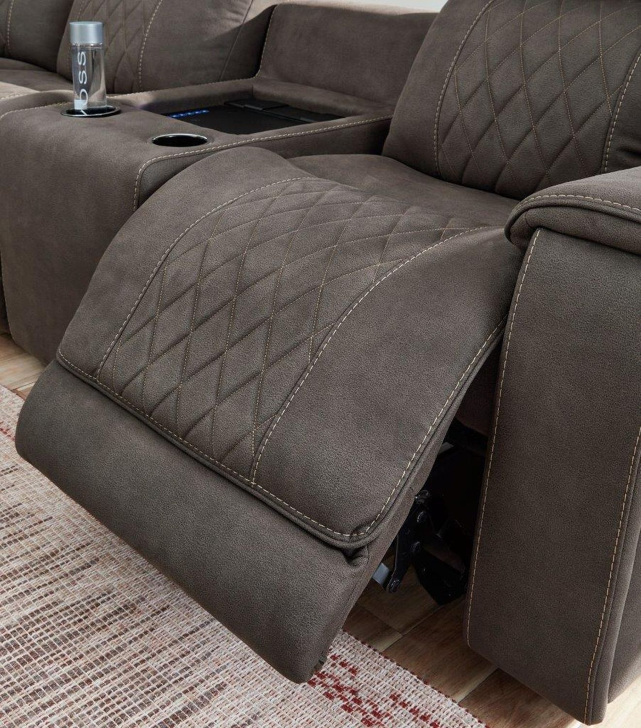 Hoopster Power Reclining Modular Console Loveseat In Gunmetal 237035823703622370360