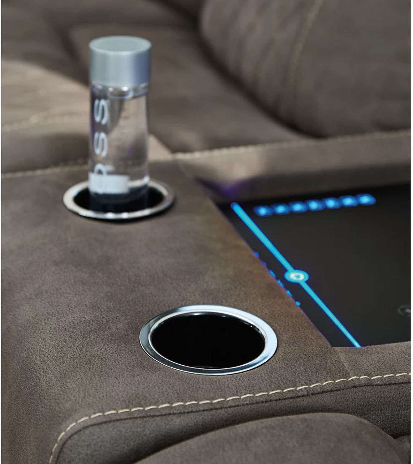 Hoopster Power Reclining Modular Console Loveseat In Gunmetal 237035823703622370360