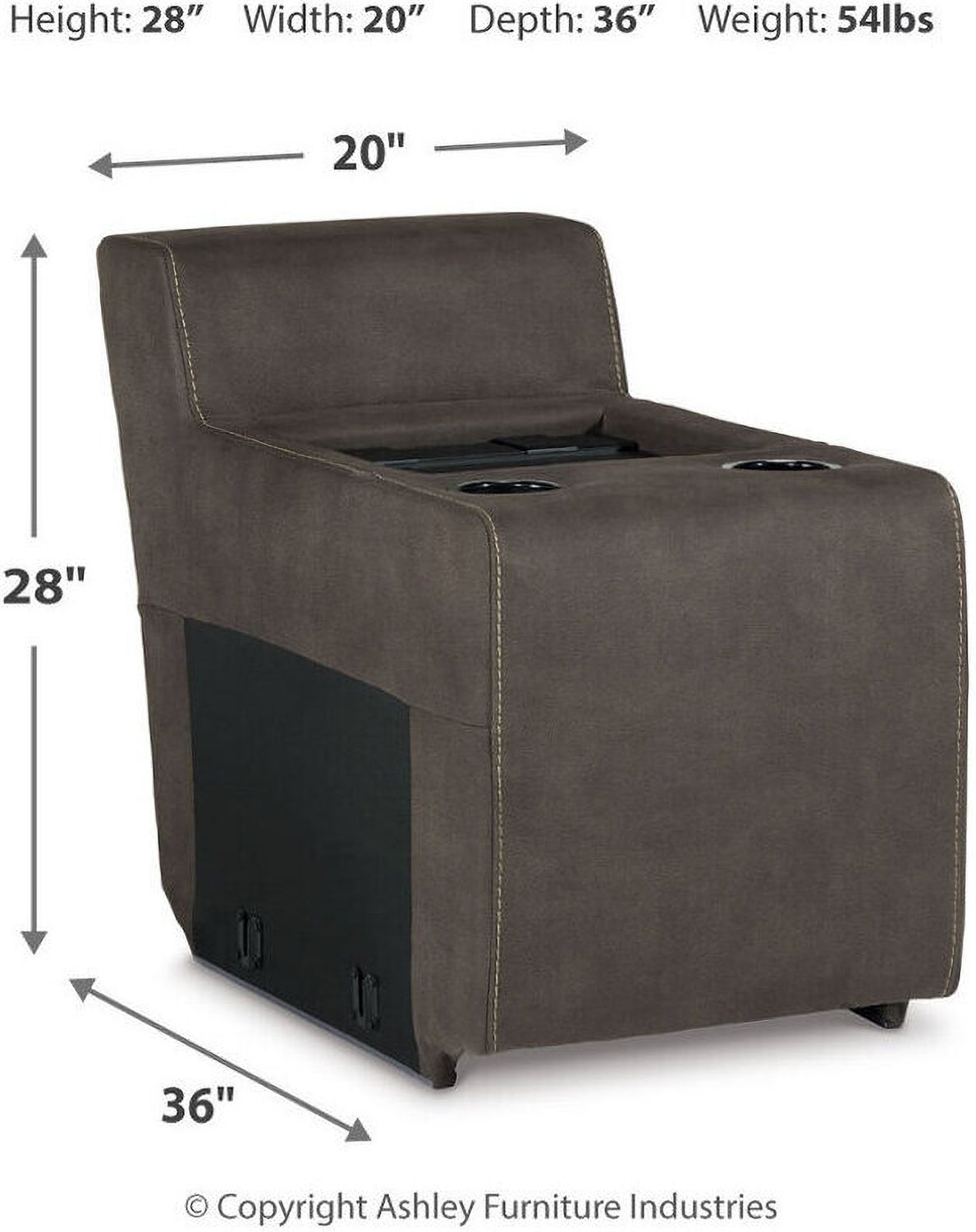 Hoopster Power Reclining Modular Console Loveseat In Gunmetal 237035823703622370360