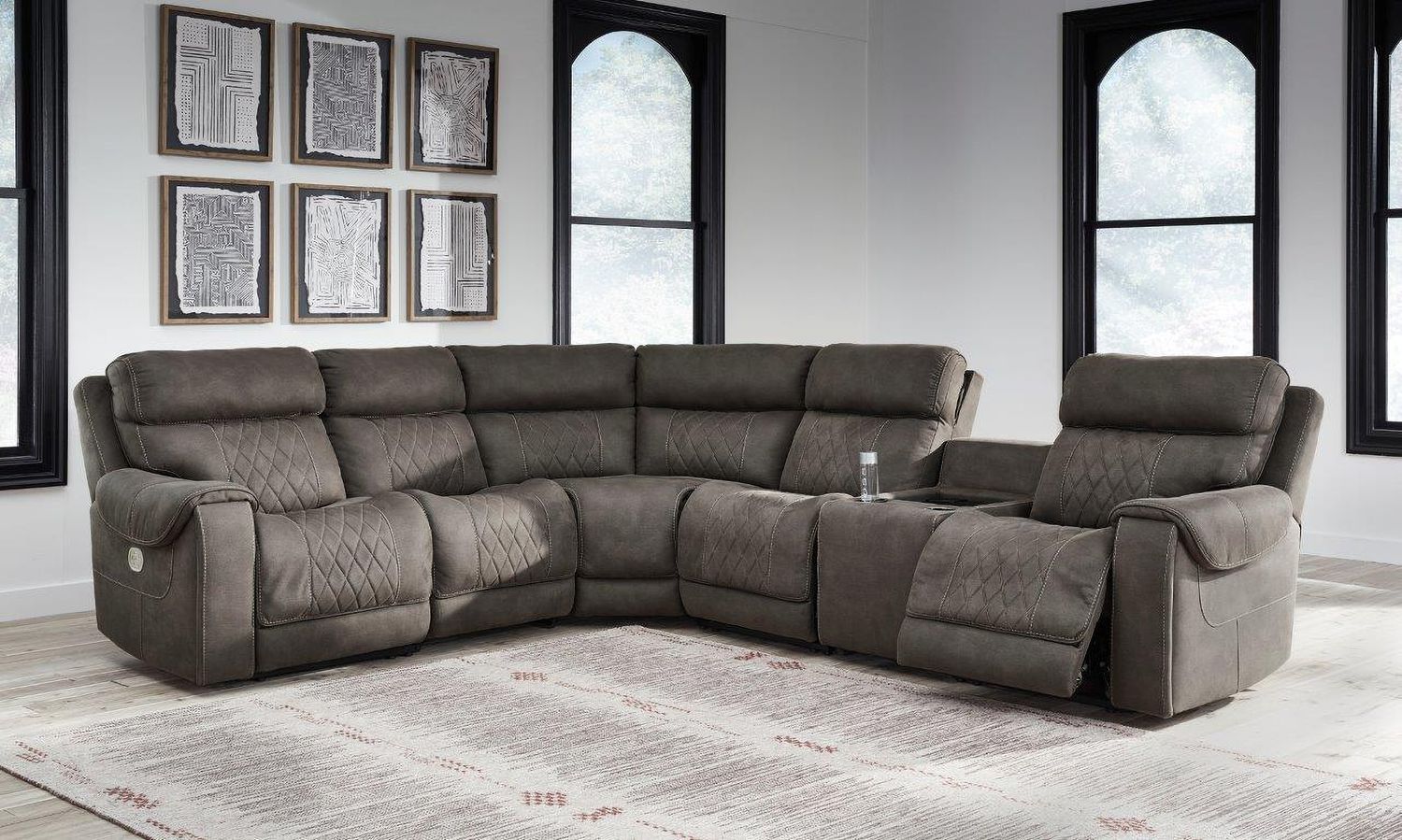 Hoopster 6-Piece Power Reclining Sectional In Gunmetal 23703S5